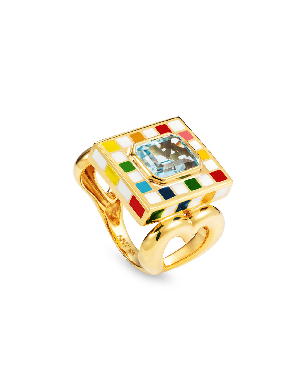 Let’s Play Chess Ring With  Colourful  Enamel